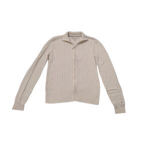 Tommy Hilfiger | Women's Medium | 100% Cotton Ivory White Double Zip Knit Jacket